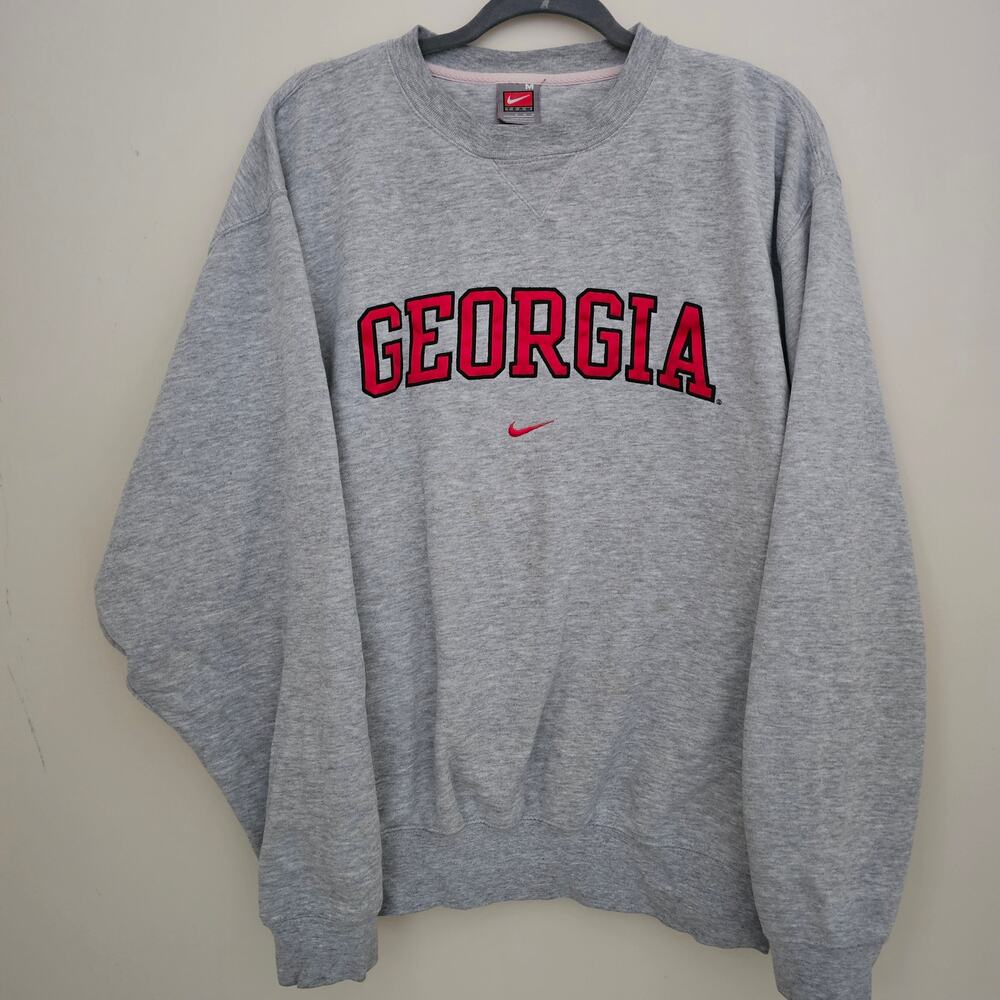 Nike Team Georgia Bulldogs UGA Crewneck Sweatshirt Gray Swoosh Size M